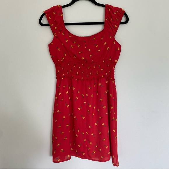 Red Floral Mini Dress - Picture 2 of 4